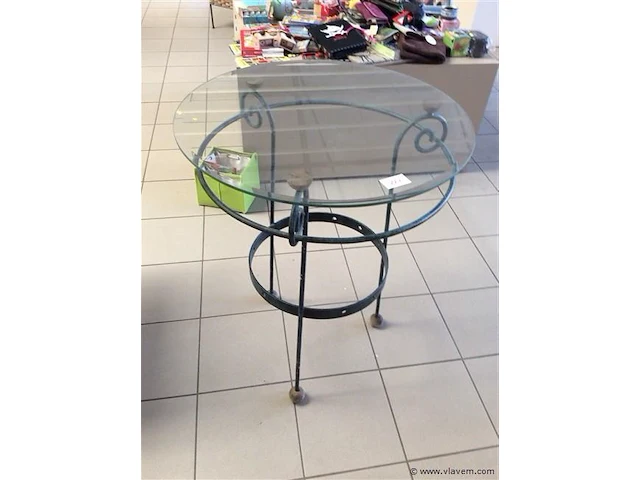 Metalen tafel met glas - afbeelding 1 van  3