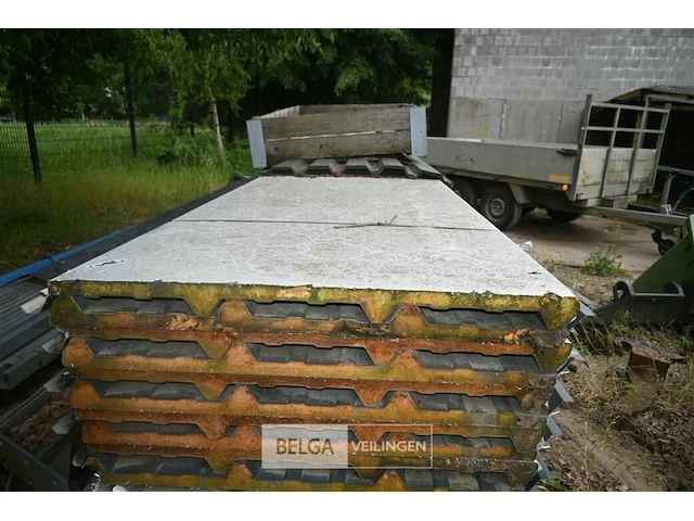 Metalen uitbouw met dakplaten, palen en spanten - afbeelding 3 van  9