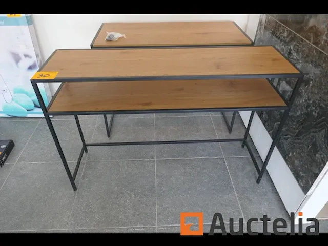 Metalen wandtafels met houten legborden 2 stuks - afbeelding 1 van  3