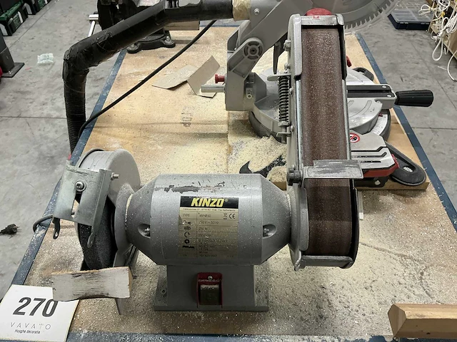 Metalen werkbank vv slijpmachine kinzo, afkortzaag metabo & bankschroef nn - afbeelding 5 van  20