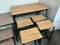 Meubel set 4 personen hout metaal (2x) - afbeelding 3 van  4