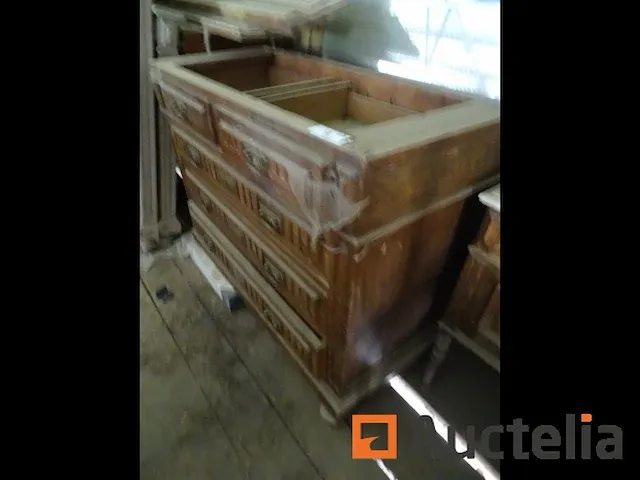 Meubilair hout 5 lades (+ marmer) - afbeelding 2 van  4