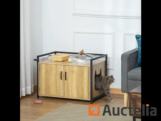 Meubilair voor kattenbakvulling - natuurlijk hout - afbeelding 1 van  7