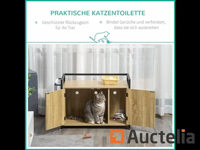 Meubilair voor kattenbakvulling - natuurlijk hout - afbeelding 2 van  7