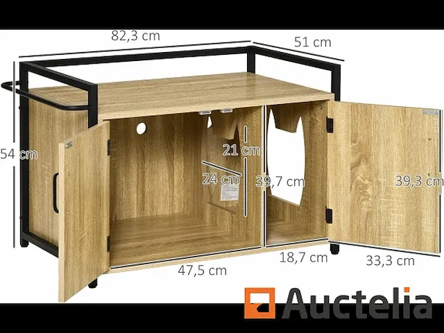 Meubilair voor kattenbakvulling - natuurlijk hout - afbeelding 3 van  7