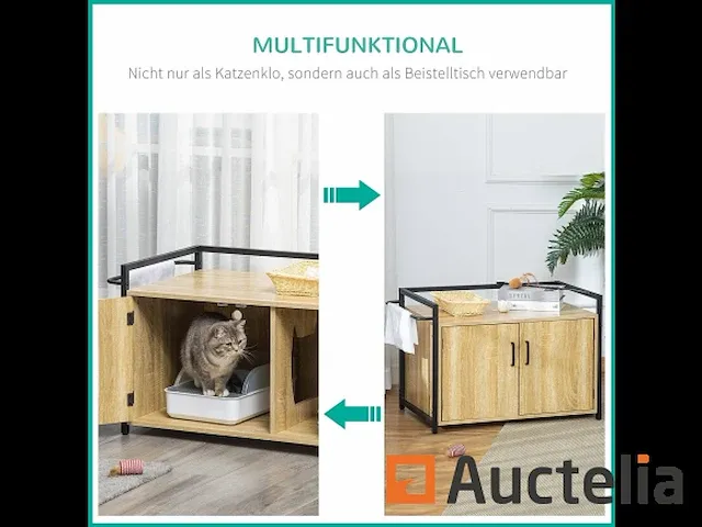 Meubilair voor kattenbakvulling - natuurlijk hout - afbeelding 4 van  7