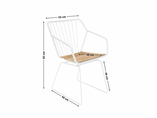 Meubili - 4x afi stoel staal wit / teak incl kussen - afbeelding 1 van  2
