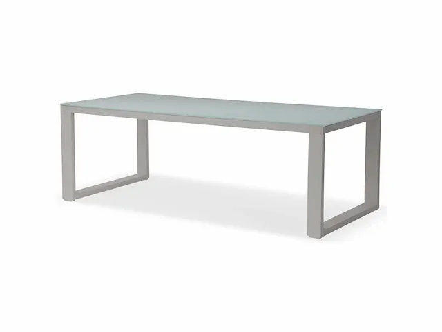 Meubili - demi-linate tafel 220*100 alu wit / glas wit - afbeelding 1 van  1