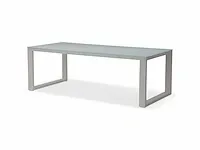 Meubili - demi-linate tafel 220*100 alu wit / glas wit - afbeelding 1 van  1