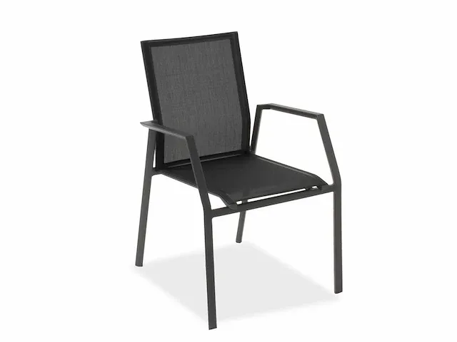 Meubili - demi-linate tafel 280*100 alu charcoal / glas grijs + 8 moorea armstoelen - afbeelding 2 van  2