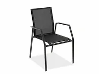 Meubili - demi-linate tafel 280*100 alu charcoal / glas grijs + 8 moorea armstoelen - afbeelding 2 van  2
