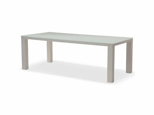 Meubili - fritz-mar tafel 220*100 alu wit / glas wit - afbeelding 1 van  1