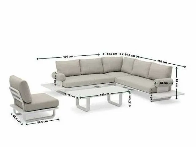 Meubili - mar-lucile loungeset wit - afbeelding 1 van  1