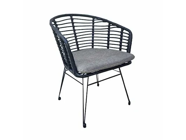 Meubili - venice-timo tafel 209*100 alu charcoal / keramiek grijs + 6 elly stoelen zwart incl kussens - afbeelding 1 van  2