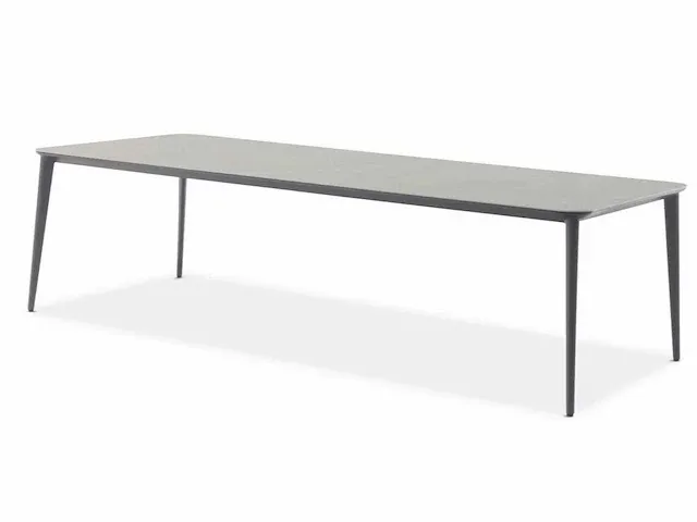 Meubili - venice-timo tafel 209*100 alu charcoal / keramiek grijs + 6 elly stoelen zwart incl kussens - afbeelding 2 van  2