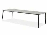 Meubili - venice-timo tafel 209*100 alu charcoal / keramiek grijs + 6 elly stoelen zwart incl kussens - afbeelding 2 van  2