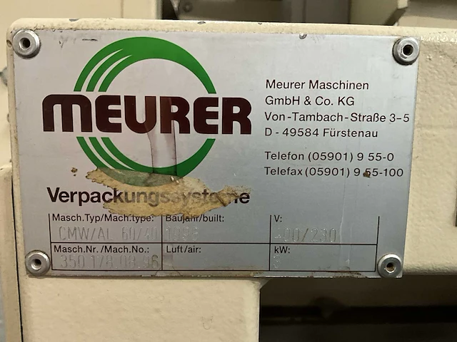 Meurer cmw/al 60/40 verpakkingsmachine - afbeelding 6 van  18