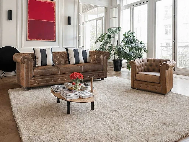 Microvezel fauteuil met verouderde lederlook - afbeelding 1 van  8
