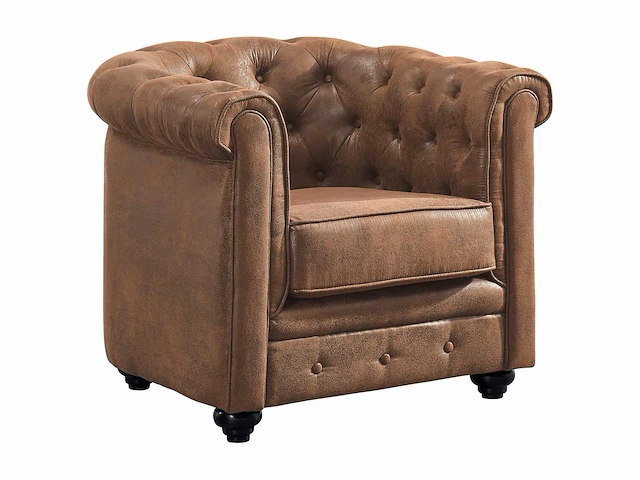 Microvezel fauteuil met verouderde lederlook - afbeelding 2 van  8