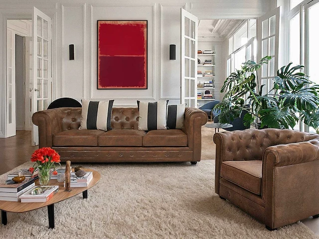 Microvezel fauteuil met verouderde lederlook - afbeelding 7 van  8