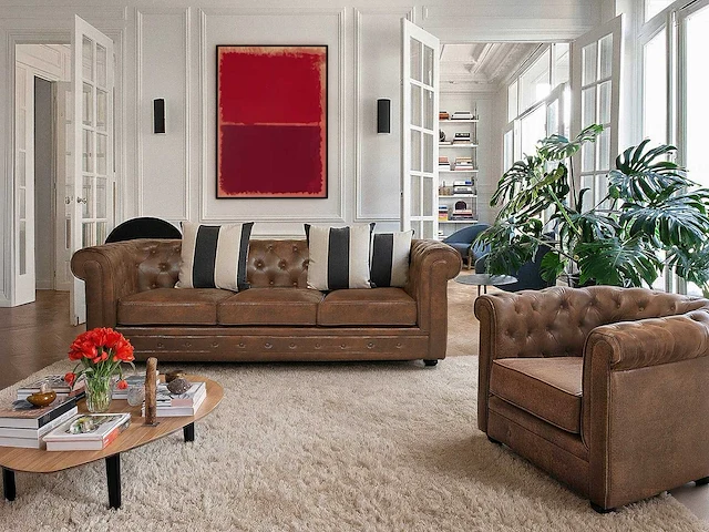 Microvezel fauteuil met verouderde lederlook - afbeelding 14 van  16