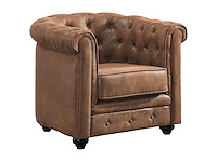 Microvezel fauteuil met verouderde lederlook - afbeelding 2 van  7