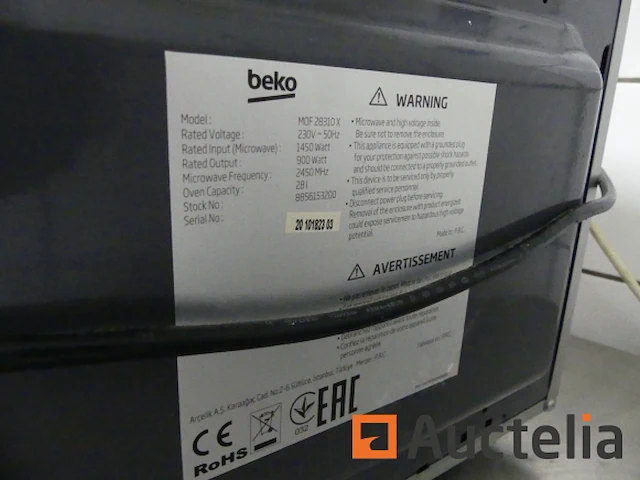 Microwave beko mof 28310x - afbeelding 4 van  4