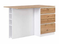 Middenkookeiland met 6 lades en 4 nissen in mdf - naturel, licht en wit - afbeelding 3 van  9