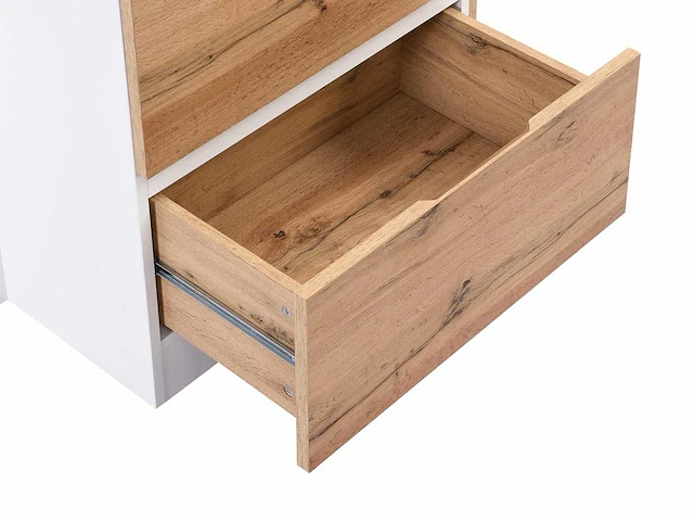 Middenkookeiland met 6 lades en 4 nissen in mdf - naturel, licht en wit - afbeelding 8 van  9