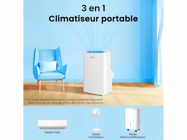 Midea 12000 btu stille mobiele airconditioner met uitlaat - afbeelding 4 van  9