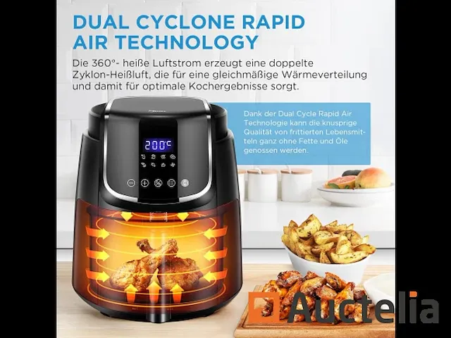 Midea friteuse olievrij 4l, airfryer 1500w, 8 voorprogramma's - afbeelding 4 van  6