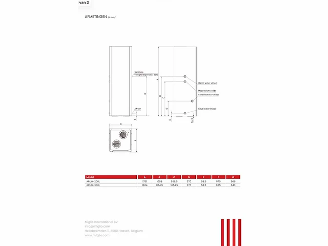 Miglio arum-200l warmtepompboiler - afbeelding 4 van  8