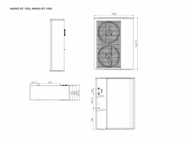 Miglio muse mahks-dt-15sa hybride lucht-water warmtepomp 15kw - afbeelding 2 van  5