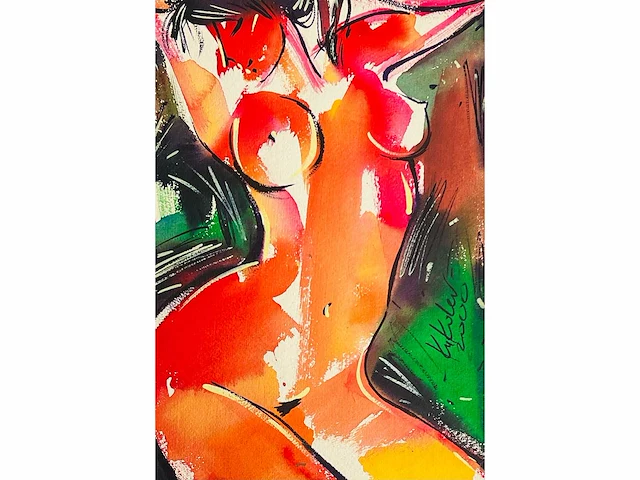 Mikhail kukolev - naakt - aquarel - afbeelding 1 van  6