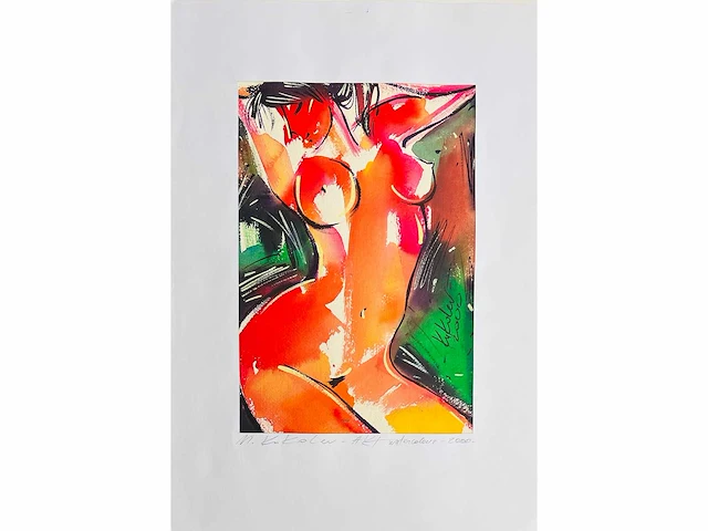 Mikhail kukolev - naakt - aquarel - afbeelding 2 van  6