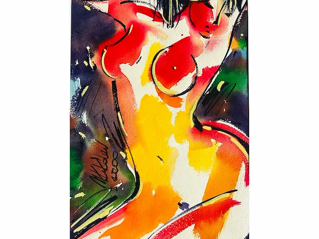 Mikhail kukolev - naakt - aquarel - afbeelding 1 van  7