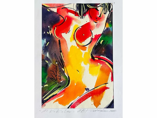 Mikhail kukolev - naakt - aquarel - afbeelding 2 van  7