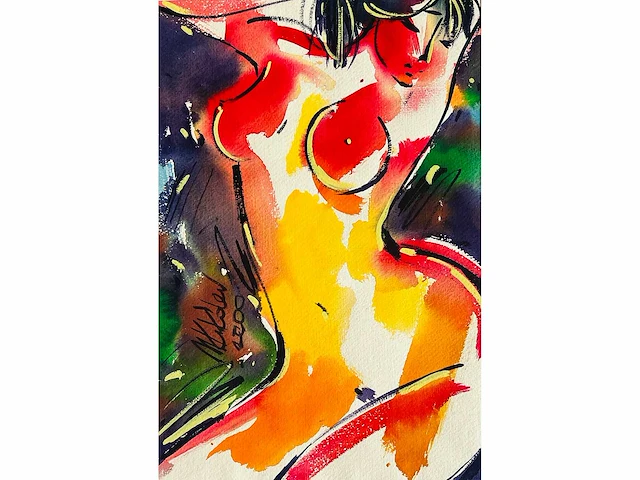 Mikhail kukolev - naakt - aquarel - afbeelding 3 van  7