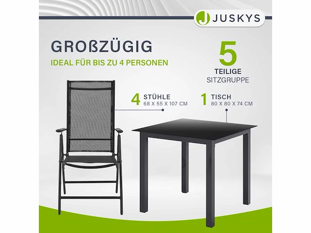 Milano aluminium tuinmeubelen 4+1 – 4 stoelen - afbeelding 2 van  2