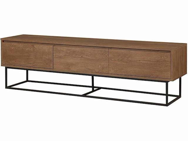 Milo walnoot 3-lade decor tv-meubel - l180 cm - in spaanplaat - voor woonkamer - l180 x b40 x h50 cm - afbeelding 2 van  6