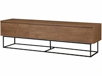 Milo walnoot 3-lade decor tv-meubel - l180 cm - in spaanplaat - voor woonkamer - l180 x b40 x h50 cm - afbeelding 2 van  6
