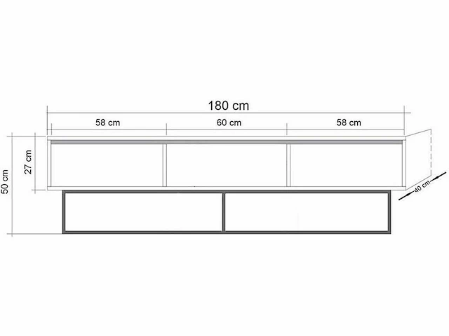 Milo walnoot 3-lade decor tv-meubel - l180 cm - in spaanplaat - voor woonkamer - l180 x b40 x h50 cm - afbeelding 3 van  6