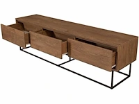 Milo walnoot 3-lade decor tv-meubel - l180 cm - in spaanplaat - voor woonkamer - l180 x b40 x h50 cm - afbeelding 4 van  6