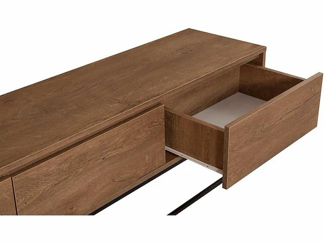 Milo walnoot 3-lade decor tv-meubel - l180 cm - in spaanplaat - voor woonkamer - l180 x b40 x h50 cm - afbeelding 5 van  6