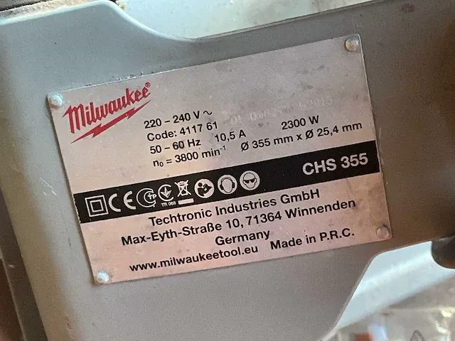 Milwaukee chs 355 steenzaagmachine - afbeelding 3 van  5