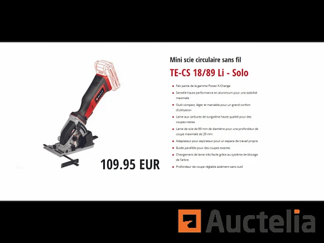 Mini draadloze cirkelzaag einhell te-cs 18/89 li - solo - afbeelding 1 van  1
