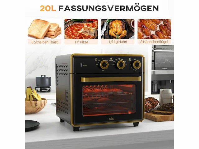 Mini luchtcirculatie oven 20 l mini oven met bakplaat - afbeelding 3 van  4