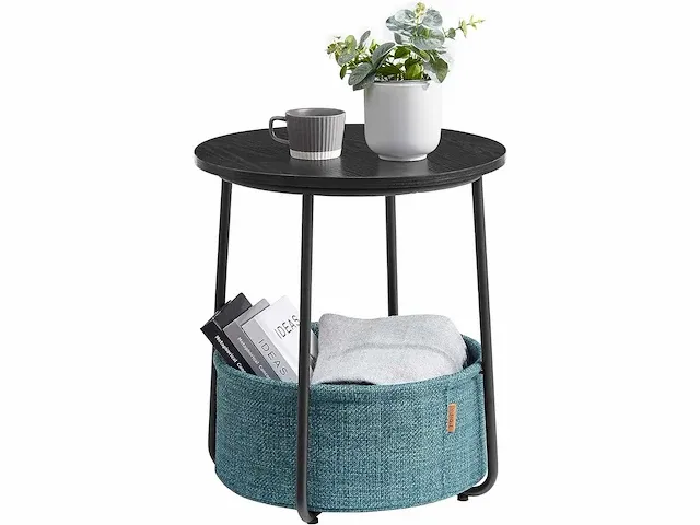 Mira home - bijzettafel - salontafel - koffietafel - rond - stoffen mand - 45x45x50 - afbeelding 1 van  3