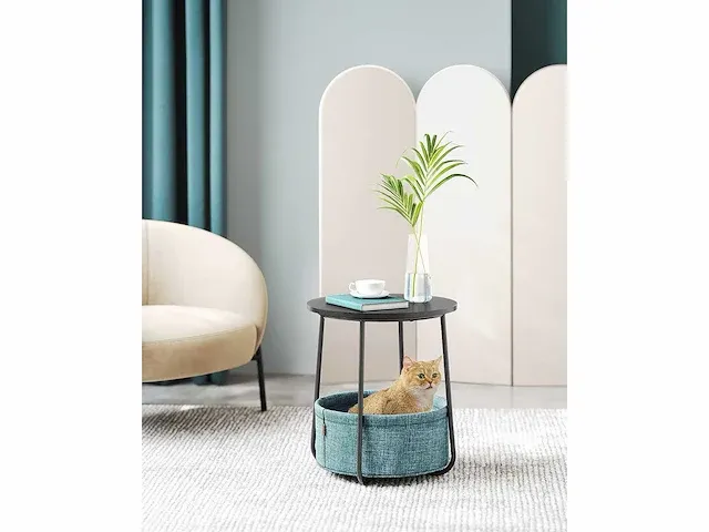 Mira home - bijzettafel - salontafel - koffietafel - rond - stoffen mand - 45x45x50 - afbeelding 3 van  3