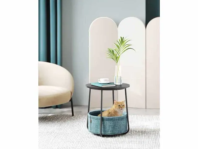 Mira home - bijzettafel - salontafel - koffietafel - rond - stoffen mand - 45x45x50 - afbeelding 2 van  3